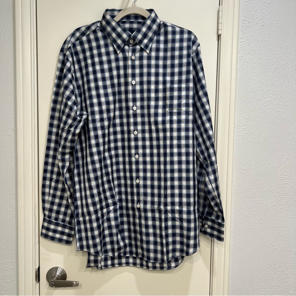 Scott Barber Men’s Button Down Shirt Blue Checkered